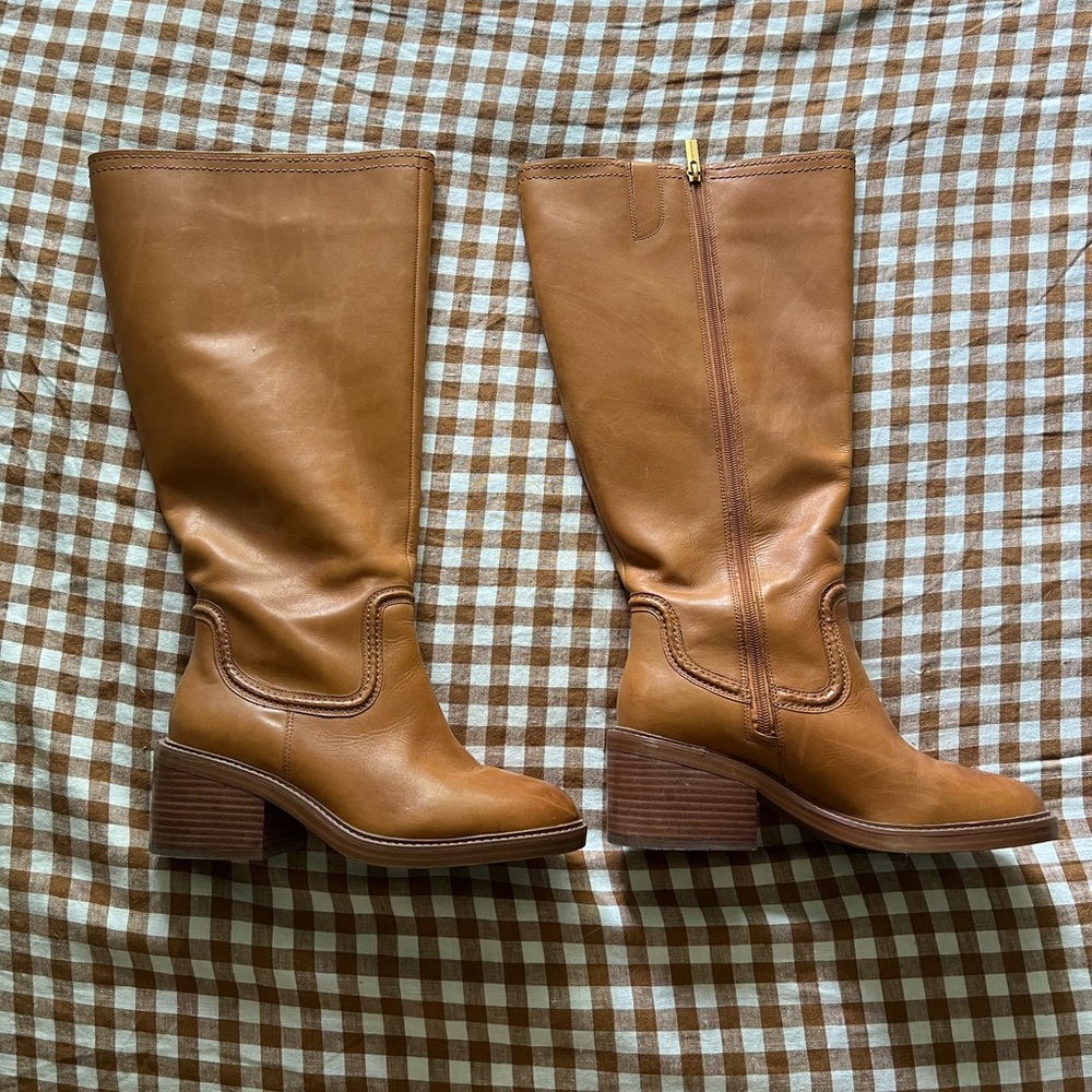 EXTRA WIDE calf Vince Camuto Tan Leather Heeled Boots